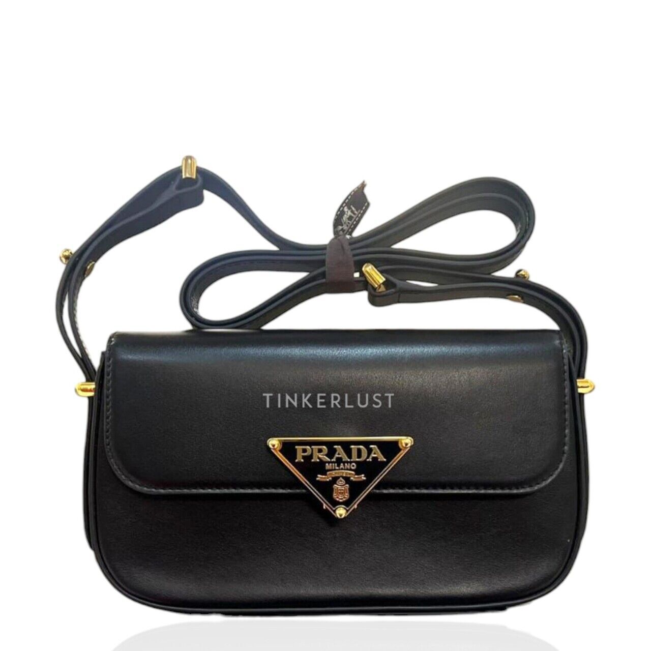 tas sling bag Prada Triangle Logo Black GHW Sling Bag Tinkerlust